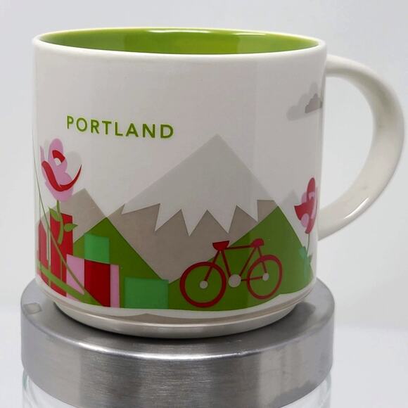 STARBUCKS 2013 Portland Mt Hood Bridge Bicycle You Are Here Coffee Tea Mug Cup - Picture 1 of 9